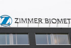 The logo of medical implants maker Zimmer Biomet is seen at a plant in Winterthur, Switzerland, November 16, 2018. Picture taken November 16, 2018.