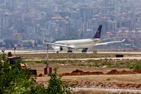 A Saudia, also known as Saudi Arabian Airlines, plane lands at Rafik al-Hariri airport in Beirut, Lebanon June 29, 2017.