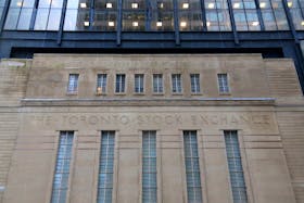 The Art Deco facade of the original Toronto Stock Exchange building is seen on Bay Street in Toronto, Ontario, Canada January 23, 2019.