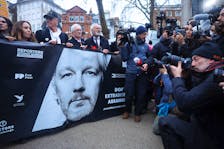 Stella Assange, the wife of WikiLeaks founder Julian Assange along with supporters Julian Assange, begin a protest march from the High Court to Downing Street, on the day Assange appeals against his extradition to the United States, in London, Britain, February 21, 2024.
