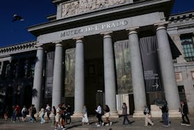 People queue to visit the Museo del Prado, Spanish national art museum, in Madrid, Spain, May 18, 2024.