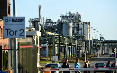 A general view of the German chemical company, BASF Schwarzheide GmbH in Schwarzheide, Germany, December 10, 2019.