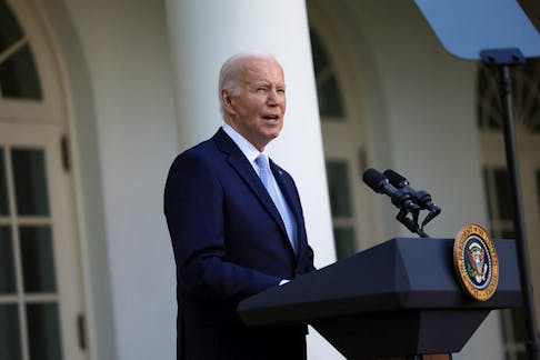 U.S. President Joe Biden delivers remarks, at a celebration for Jewish American Heritage Month, in the Rose Garden at the White House, in Washington, U.S., May 20, 2024.