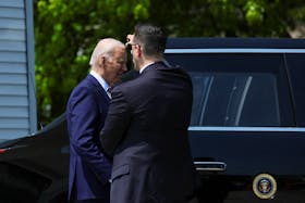 U.S. President Joe Biden leaves after visiting Merrimack Veterans of Foreign Wars Post 8641 in Merrimack, New Hampshire, U.S. May 21, 2024.