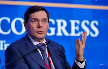 Alexey Mordashov, Chairman of the Board of Directors of Severstal, speaks during a session of the St. Petersburg International Economic Forum (SPIEF) in Saint Petersburg, Russia June 16, 2022.