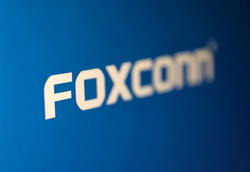 The Foxconn logo is seen in this illustration taken, May 2, 2023.
