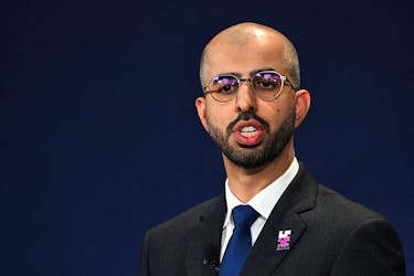 UAE Minister of State for Artificial Intelligence Omar Sultan Al Olama speaks on Day 1 of the AI Safety Summit at Bletchley Park in Bletchley, Britain on November 1, 2023. Leon Neal/Pool via