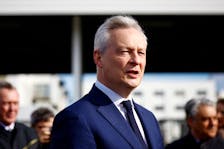 French Minister for Economy, Finance, Industry and Digital Security Bruno Le Maire arrives for a visit at the Renault Sandouville car factory, near Le Havre, France, March 29, 2024.