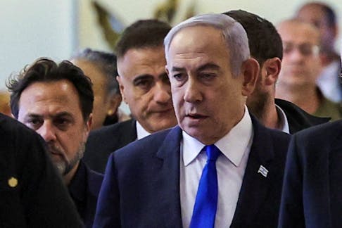 Israeli Prime Minister Benjamin Netanyahu arrives at his Likud party faction meeting at the Knesset, Israel's parliament, in Jerusalem May 20, 2024