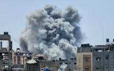 Smoke rises following an Israeli strike, amid the ongoing conflict between Israel and the Palestinian Islamist group Hamas, in Jabalia refugee camp in the northern Gaza Strip, May 18, 2024.