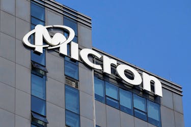The company logo is seen on the Micron Technology Inc. offices in Shanghai, China May 25, 2023.