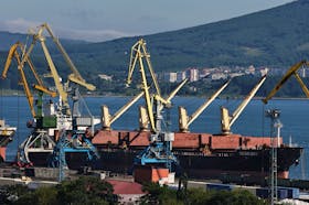 A view shows the Yan Dun Jiao 1 bulk carrier in the Vostochny container port in the shore of Nakhodka Bay near the port city of Nakhodka, Russia August 12, 2022.