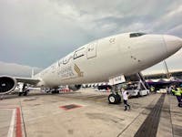 A Singapore Airlines aircraft is seen on tarmac after requesting an emergency landing at Bangkok's Suvarnabhumi International Airport, Thailand, May 21, 2024. Pongsakornr Rodphai/Handout via REUTERS