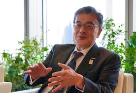 Panasonic Holdings Group CEO Yuki Kusumi talks about the company's strategy in Tokyo, Japan, January 19, 2024.