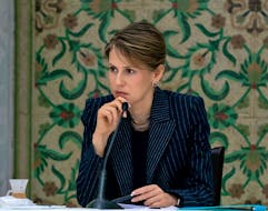 Asma Assad, wife of Syrian President Bashar al-Assad, meets with humanitarian and business groups in Damascus, Syria April 7, 2021. SANA/Handout via REUTERS