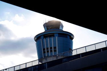 The control tower at LaGuardia Airport in New York City, January 25, 2019.