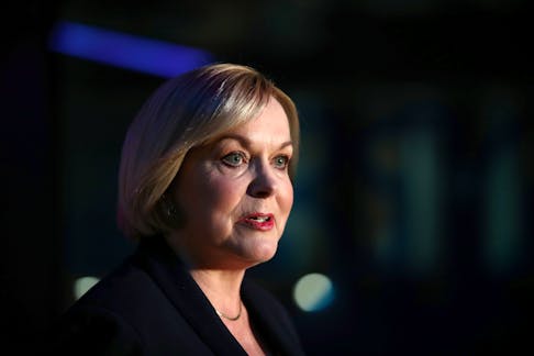 National leader Judith Collins addresses the media after participating in a televised debate with New Zealand Prime Minister Jacinda Ardern at TVNZ in Auckland, New Zealand, September 22, 2020.  Fiona Goodall/Pool via