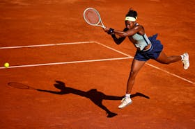 Tennis - Italian Open - Foro Italico, Rome, Italy - May 16, 2024 Coco Gauff of the U.S. in action during her semi final match against Poland's Iga Swiatek
