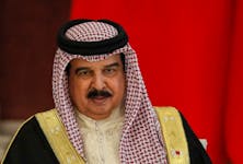 King of Bahrain, Hamad bin Isa Al Khalifa attends a sign docs ceremony during his meeting with Russian President Vladimir Putin at the Kremlin in Moscow, Russia, 23 May 2024. YURI KOCHETKOV/Pool via REUTERS
