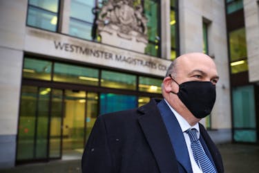 British entrepreneur Mike Lynch leaves Westminster Magistrates Court, in London, Britain, February 9, 2021.
