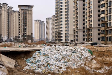 A view of unfinished residential buildings developed by China Evergrande Group in the outskirts of Shijiazhuang, Hebei province, China February 1, 2024.