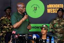 Former South African President Jacob Zuma speaks about his political future at a press conference in Orlando East, Soweto, Johannesburg, South Africa, December 16, 2023.