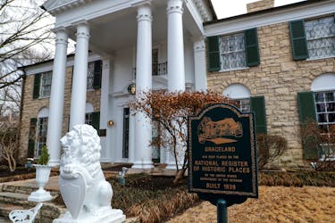 A view of Graceland Mansion, near where music fans attend a public memorial for singer Lisa Marie Presley, the only daughter of the "King of Rock 'n' Roll," Elvis Presley, at Graceland Mansion in Memphis, Tennessee, U.S. January 22, 2023. 