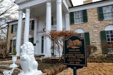 A view of Graceland Mansion, near where music fans attend a public memorial for singer Lisa Marie Presley, the only daughter of the "King of Rock 'n' Roll," Elvis Presley, at Graceland Mansion in Memphis, Tennessee, U.S. January 22, 2023. 