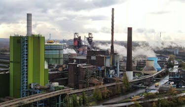 A general view of the steel plant of ThyssenKrupp in Duisburg, Germany, November 24, 2023.