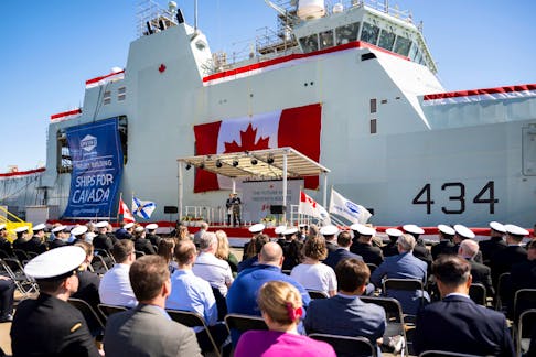 HMCS Frederick Rolette, the Royal Canadian Navy's fifth Arctic and offshore patrol ship, was officially named at a ceremony Saturday morning at Irving's Halifax Shipyard.