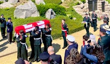 The unknown Royal Newfoundland Regiment soldier’s remains leave the Caribou monument at the Beaumont-Hamel Newfoundland Memorial in France on Saturday, May 25, 2024. – Photo courtesy of Seamus O’Regan/X
