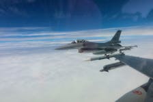 Taiwan Air Force F-16 aircrafts fly during a patrolling mission at an undisclosed location in Taiwan in this handout image taken on May 23, 2024, released on May 24, 2024. Taiwan Defence Ministry/Handout via