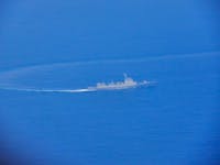 A Chinese warship is pictured while navigating at an undisclosed location in waters around Taiwan in this handout image taken on May 23, 2024, released on May 24, 2024. Taiwan Defence Ministry/Handout via