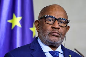 Comorian President Azali Assoumani attends a press conference during the "Compact with Africa" investment summit in Berlin, Germany, November 20, 2023. 