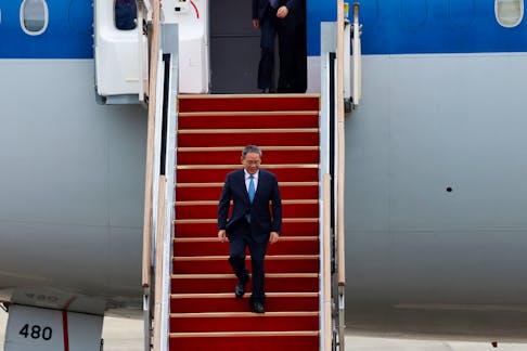 Chinese Premier Li Qiang arrives to attend the trilateral summit with his South Korean and Japanese counterparts  in Seoul, South Korea, May 26, 2024.