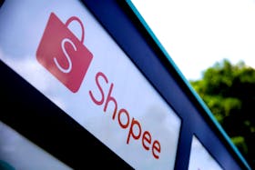 The Shopee logo is seen at an office building in Singapore January 17, 2018.