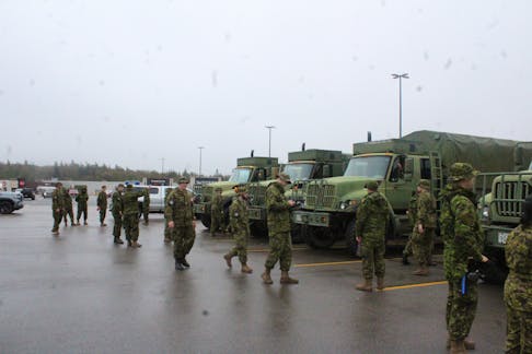 Members of the Canadian Armed Forces that comprise an immediate response unit get ready to head out to Glace Bay and Catalone to survey the damages caused by post-tropical storm Fiona. IAN NATHANSON/CAPE BRETON POST