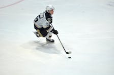 Charlottetown Islanders forward Ross Campbell, 15, carries the puck during a Quebec Maritimes Junior Hockey League game at Eastlink Centre last season. Campbell, from Souris, will enter his third campaign with the Islanders next season.