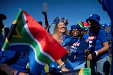 Supporters of the Democratic Alliance, the second largest political party in South Africa, attend an election rally in Benoni, South Africa May 26, 2024.