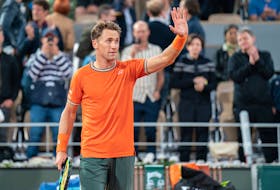 May 28, 2024; Paris,, France; Casper Ruud of Norway after winning his match against Felipe Meligeni Alves of Brazil on day three of Roland Garros at Stade Roland Garros. Mandatory Credit: Susan Mullane-USA TODAY Sports