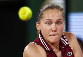 Tennis - French Open - Roland Garros, Paris, France - May 28, 2024  Russia's Erika Andreeva in action during the first round match against Belarus' Aryna Sabalenka