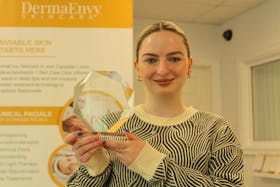 Alicia Baker, 25, owner and franchisee of DermaEnvy Skincare on O'Leary Avenue in St. John's, was named Franchisee of the Year by the Canadian Franchise Association. Baker believes her hands-on approach and the growth her business has experienced in the past five years helped her win the award. - Cameron Kilfoy/The Telegram