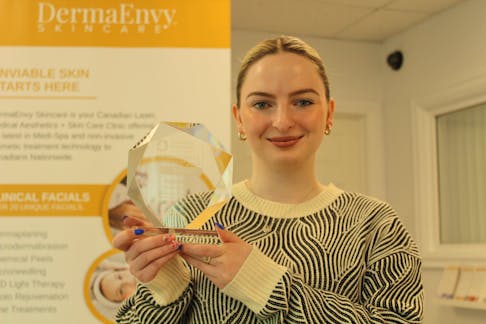 Alicia Baker, 25, owner and franchisee of DermaEnvy Skincare on O'Leary Avenue in St. John's, was named Franchisee of the Year by the Canadian Franchise Association. Baker believes her hands-on approach and the growth her business has experienced in the past five years helped her win the award. - Cameron Kilfoy/The Telegram