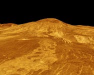 A computer-generated 3D model of Venus' surface provided by NASA's Jet Propulsion Laboratory shows the volcano Sif Mons which is exhibiting signs of ongoing activity, in this undated handout image. Using data from NASA's Magellan mission, Italian researchers detected evidence of an eruption while the spacecraft orbited the planet in the early 1990s. NASA/JPL/Handout via REUTERS