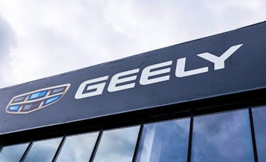 A view shows the logo of Chinese automobile manufacturer Geely at a dealership in Moscow, Russia, March 23, 2023.