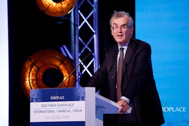 Francois Villeroy de Galhau, Governor of Banque de France, attends the Paris Europlace International Financial Forum in Paris, France, July 12, 2022.