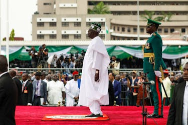 Nigeria's President Bola Tinubu looks on after his swearing-in ceremony in Abuja, Nigeria May 29, 2023.