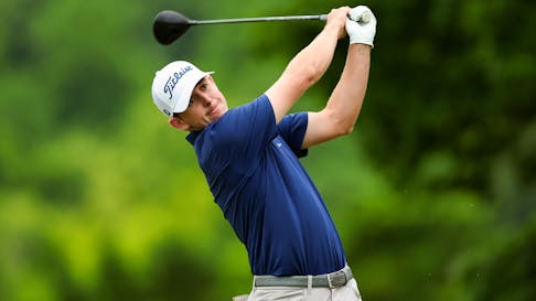 Myles Creighton watches his drive during Sunday's final round of the the Visit Knoxville Open, a Korn Ferry Tour event in Tennessee. The Digby golfer is one of 25 Canadian golfers in the field of this week's RBC Canadian Open. - KORN FERRY TOUR 