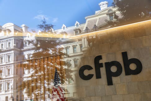Signage is seen at the Consumer Financial Protection Bureau (CFPB) headquarters in Washington, D.C., U.S., August 29, 2020.
