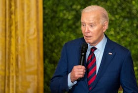 U.S. President Joe Biden speaks during the Teachers of the Year state dinner at the White House in Washington, U.S., May 2, 2024.